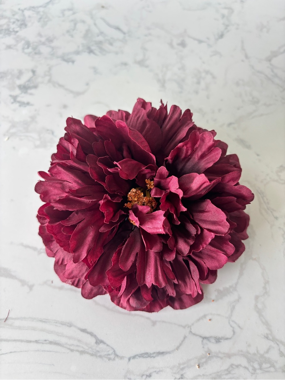 Burgundy Peony Flower Brooch - magnetic